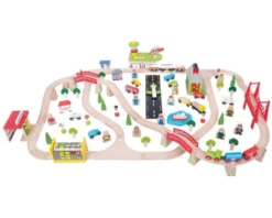 BigJigs BJT018 Houten Trein 124-delige Treinset Transport -Bruderiku Winkel BJT018 bigjigs houten trein houten treinbaan transportset.png 1