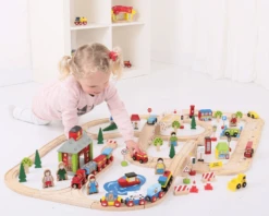 BigJigs BJT032 City Road & Rail Houten Treinbaan -Bruderiku Winkel bigjigs bjt032 city road and rail houten treinbaan 1