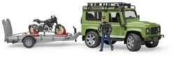 Bruder 2598 Landrover Defender+aanhanger+motorfiets Ducati -Bruderiku Winkel bruder 02598 landrover defender met aanhanger en motor ducati scrambler 2
