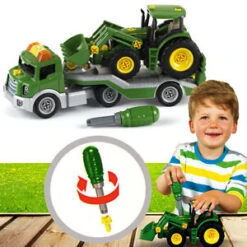 Dieplader + Tractor John Deere Met Voorlader – Constructiespeelgoed – Theo Klein 3908 -Bruderiku Winkel dieplader met tractor john deere theo klein 3908 1 1
