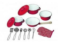 Pannenset Emaille Rood 13-delig -Bruderiku Winkel emaille pannenset simply for kids rood 1