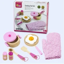 Kookset – 8 Delig – Rose Vigatoys -Bruderiku Winkel houten kookset vigatoys v0116