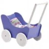 Houten Poppenwagen Purple -Bruderiku Winkel houten poppenwagen paars wit 1