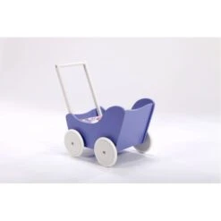 Houten Poppenwagen Purple -Bruderiku Winkel houten poppenwagen paars wit 3