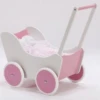 Houten Poppenwagen Pink -Bruderiku Winkel houten poppenwagen rose wit recised