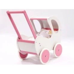 Houten Poppenwagen De Luxe White Incl. Dekbed / Slaapzak 9 Houten Poppenwagen De Luxe White Incl. Dekbed / Slaapzak -Bruderiku Winkel houten poppenwagen met kap pallas wit rose 1