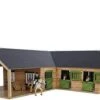 Kidsglobe Paardenstal Met 4 Boxen En Berging Bruin/groen -Bruderiku Winkel kidsglobe hoek paardenstal 4 paardenboxen bruingroen met berging