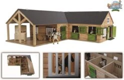 Kidsglobe Paardenstal Met 4 Boxen En Berging Bruin/groen -Bruderiku Winkel kidsglobe hoek paardenstal 4 paardenboxen bruingroen met berging 6