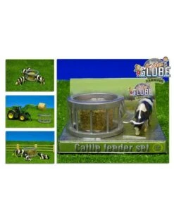 Kidsglobe Voedercarrousel Met Hooibaal En Koe -Bruderiku Winkel kidsglobe kids globe 571961 voederring met ronde hooibaal