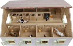 KidsGlobe Paardenstal Met 7 Boxen Pink-White -Bruderiku Winkel kidsglobe paardenstal 7 paardenboxen wit roze 610189