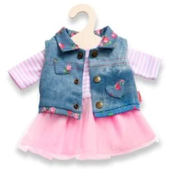 Kledingset Jurk Rose Met Spijkerjack Mt. 28 – 35 Cm. -Bruderiku Winkel kledingset pop heless 1550 2550 1