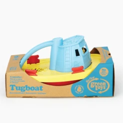 Green Toys Green-Toys Sleepboot Geel Met Blauw Handvat -Bruderiku Winkel sleepboot blauwe handvat green toys 1