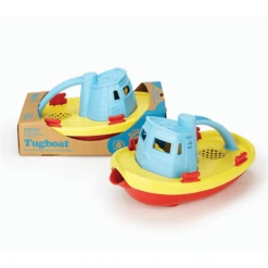 Green Toys Green-Toys Sleepboot Geel Met Blauw Handvat -Bruderiku Winkel sleepboot blauwe handvat green toys 2