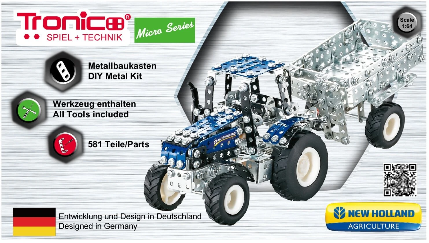 Tronico Micro New Holland T5-115 Met Aanhanger – Schaal 1 : 64 3 Tronico Micro New Holland T5-115 Met Aanhanger – Schaal 1 : 64