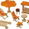 Tuinmeubelset – Inrichting Poppenhuis -Bruderiku Winkel tuinmeubelset poppenhuis goki 51913